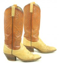 Dan Post Brown And Bone Leather Cowboy Boots Vintage 80s US Made Women