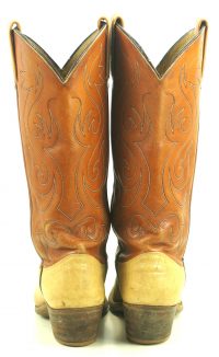 Dan Post Brown And Bone Leather Cowboy Boots Vintage 80s US Made Women