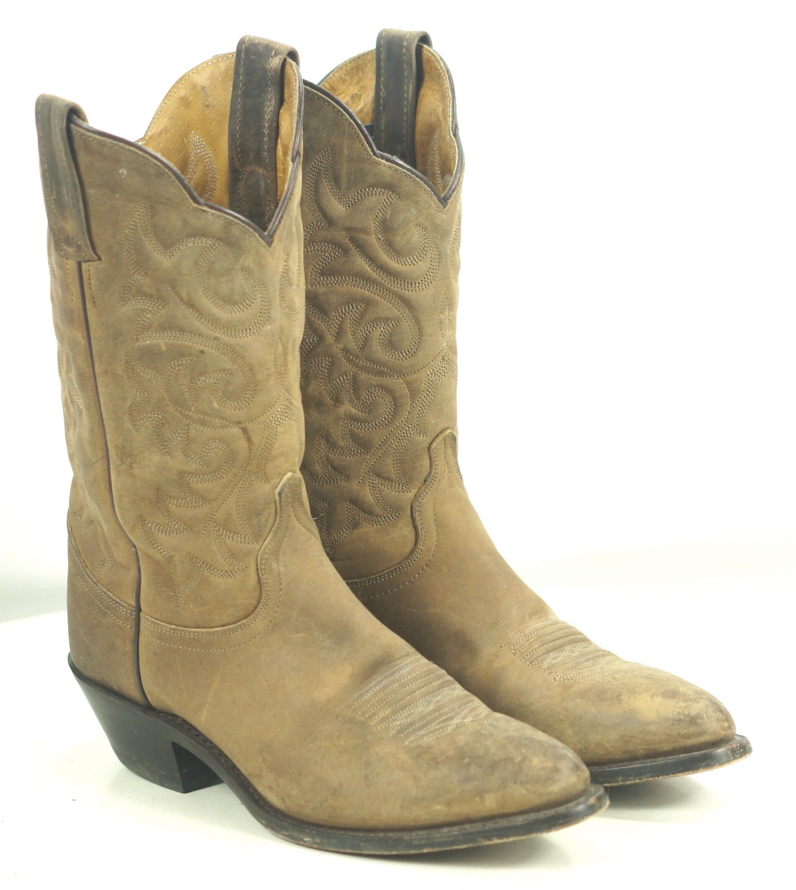 Dan Post Distressed Tan Brown Leather Western Cowboy Boots US Made Women