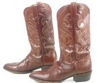 Dan Post Russet Leather Cowboy Western Boots 8 Row Stitch Mexico Men