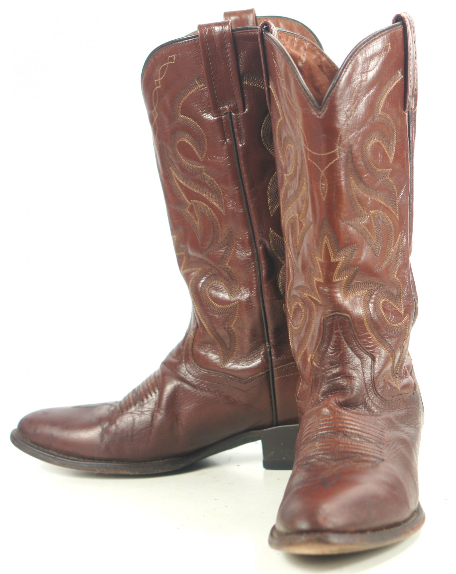 Dan Post Russet Leather Cowboy Western Boots 8 Row Stitch Mexico Men