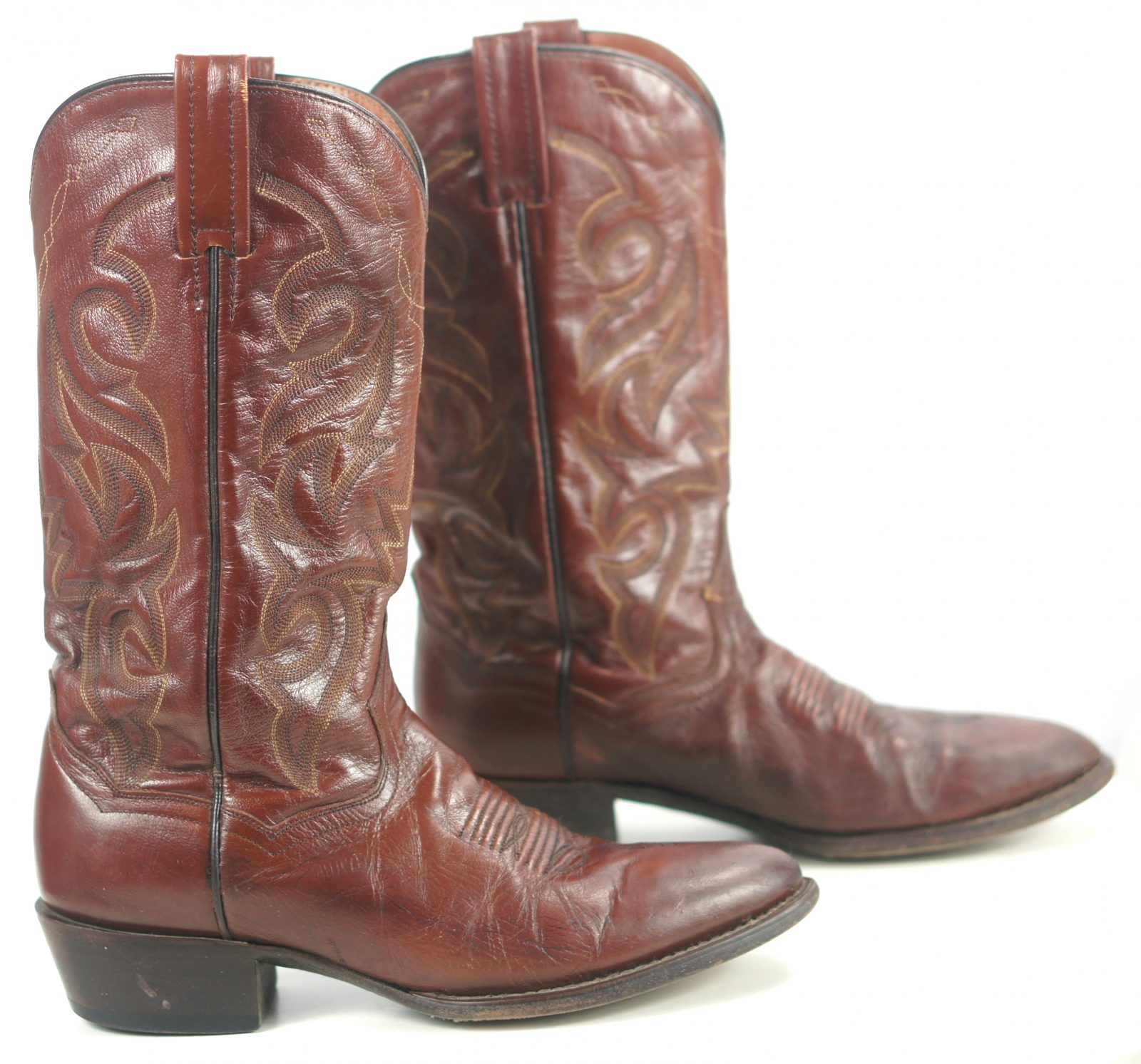 Dan Post Russet Leather Cowboy Western Boots 8 Row Stitch Mexico Men