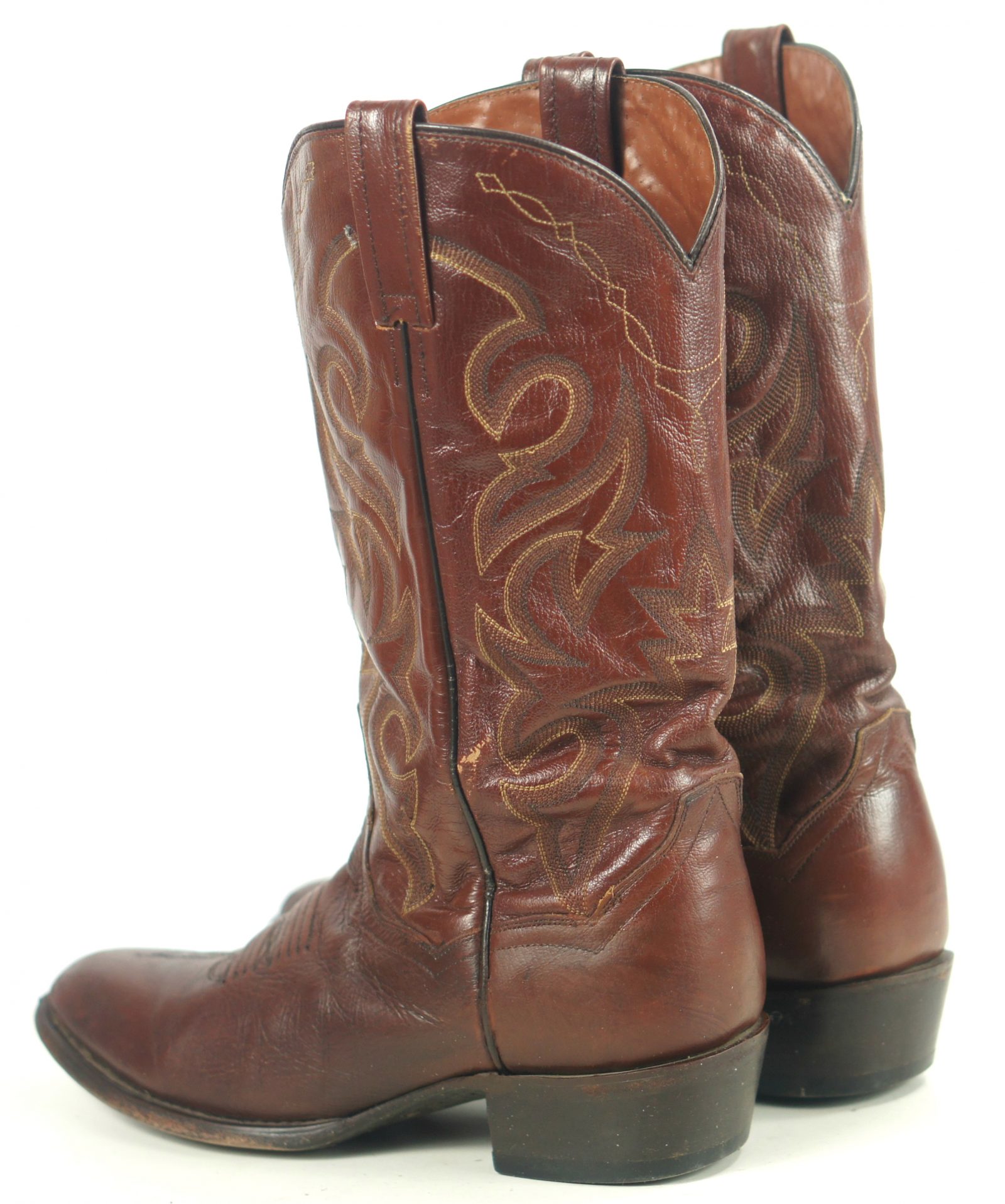 Dan Post Russet Leather Cowboy Western Boots 8 Row Stitch Mexico Men