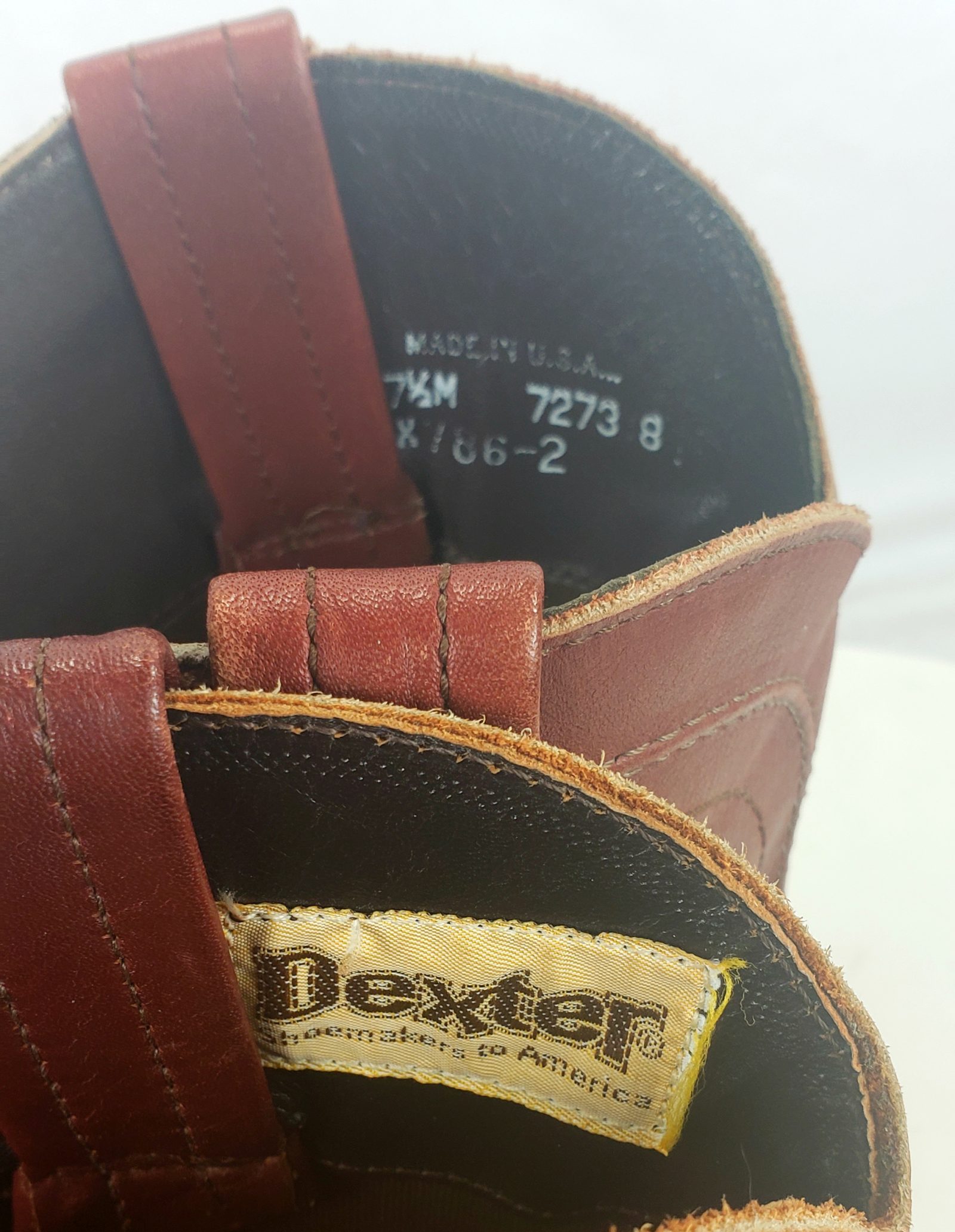 Dexter Burgundy Leather Western Cowboy Boots Vintage US Made Hi Heels Womens (1)