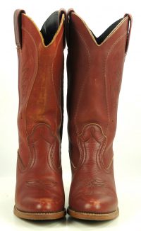Dexter Burgundy Leather Western Cowboy Boots Vintage US Made Hi Heels Womens (4)
