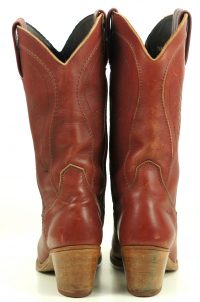 Dexter Burgundy Leather Western Cowboy Boots Vintage US Made Hi Heels Womens (7)