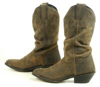 Double H HH Distressed Brown Leather Cowboy Western Slouch Boots Tips Womens 7 M (10)