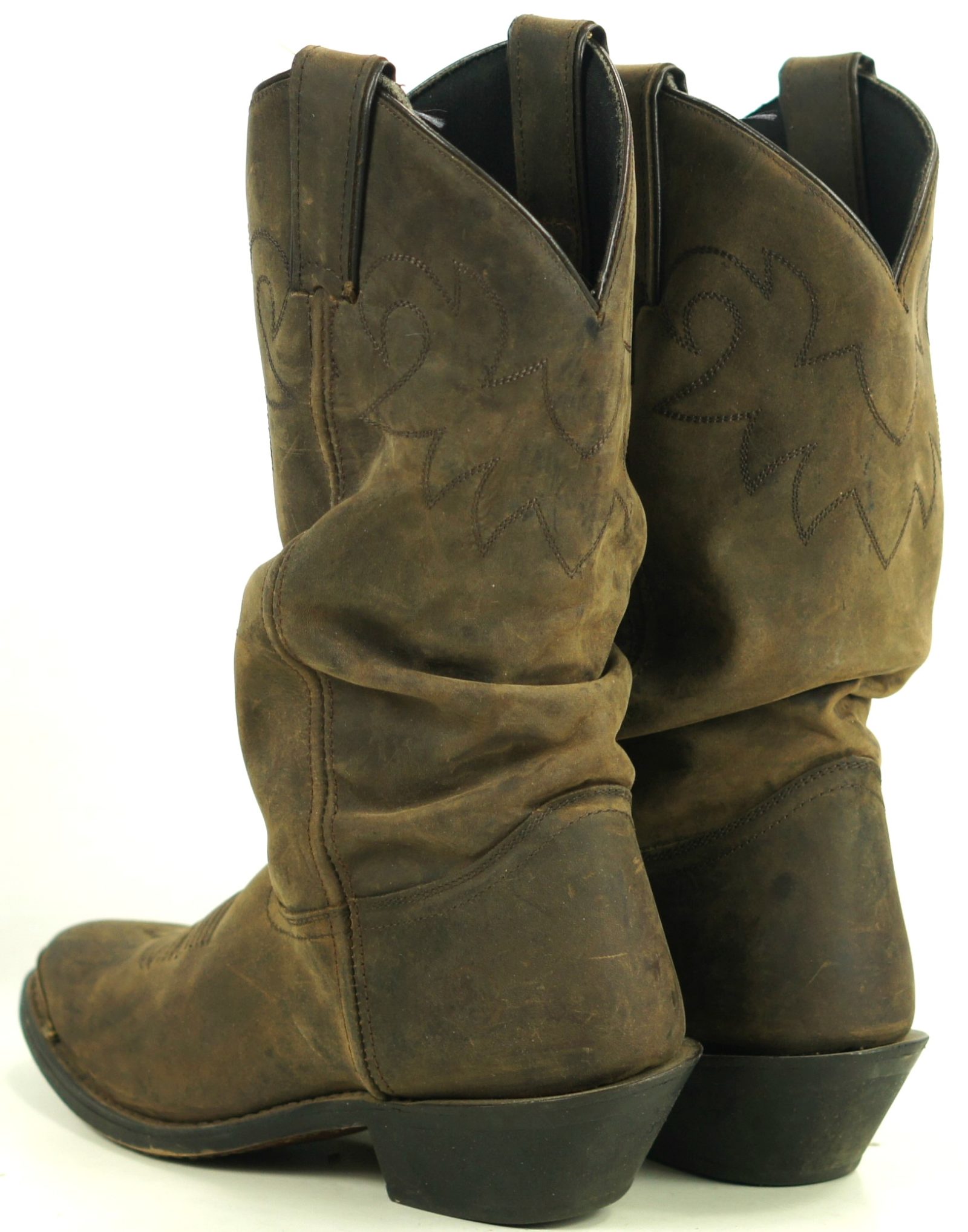 Double H HH Distressed Brown Leather Cowboy Western Slouch Boots Tips Womens 7 M (9)