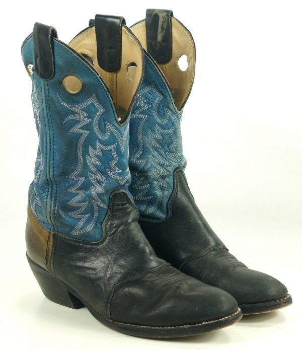 Double H Porthole Tricolor Leather Buckaroo Cowboy Boots Blu Black Tan Mens (11)