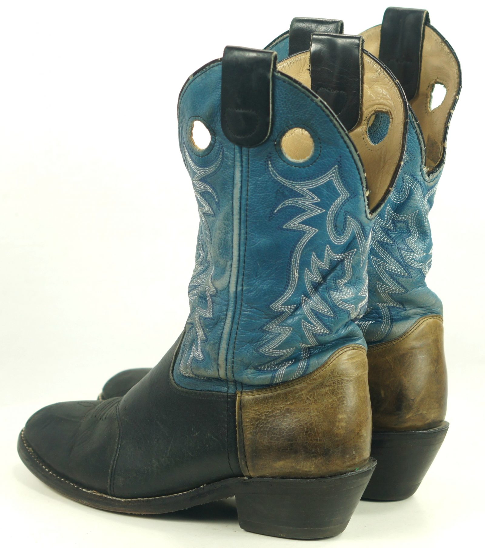 Double H Porthole Tricolor Leather Buckaroo Cowboy Boots Blu Black Tan Mens (3)