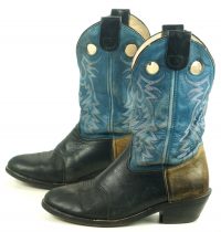 Double H Porthole Tricolor Leather Buckaroo Cowboy Boots Blu Black Tan Mens (4)
