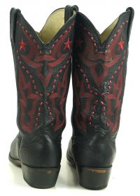 Durango Black Leather Cowboy Boots Red Stars 10 Row Stitch RD5110 Women