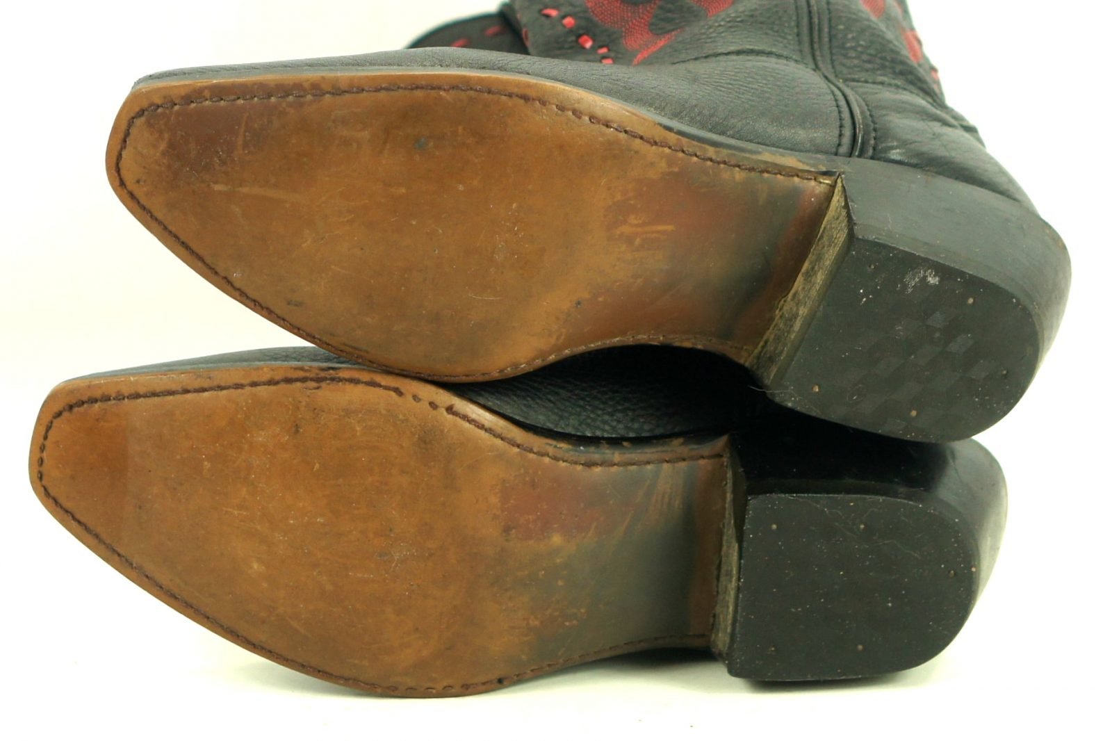 Durango Black Leather Cowboy Boots Red Stars 10 Row Stitch RD5110 Women