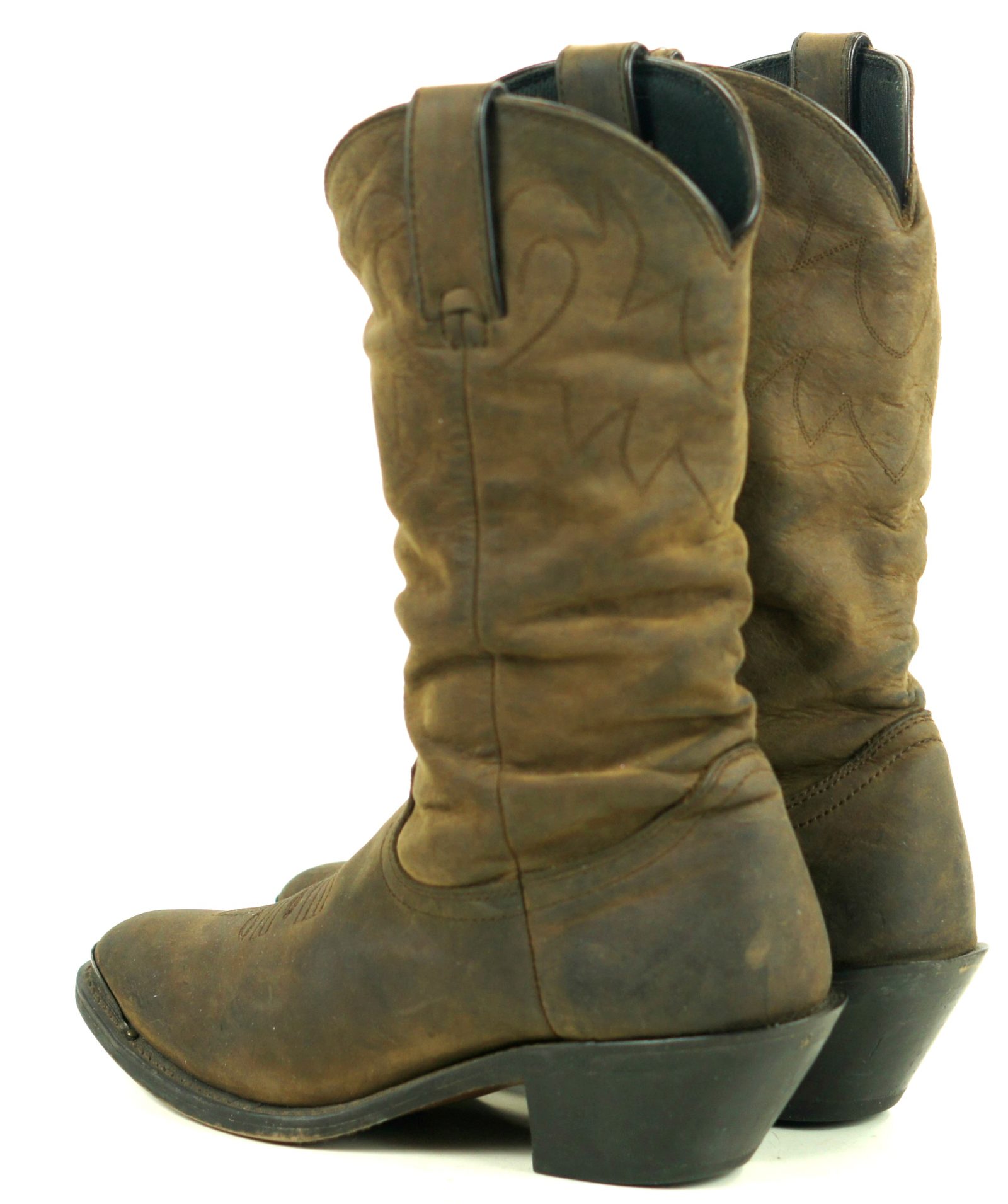 Durango Distressed Brown Leather Cowboy Slouch Boots $150 RD542 Women