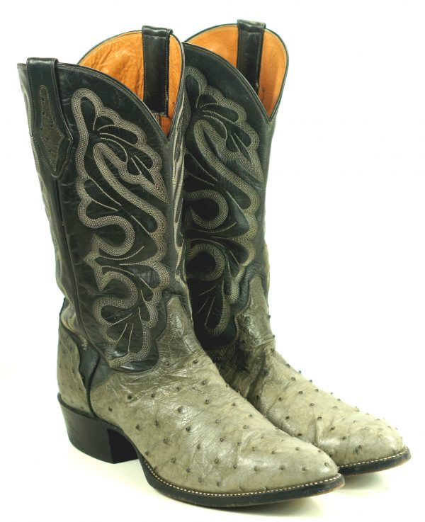 El Dorado Full Quill Ostrich Gray Western Cowboy Boots Handcrafted Men