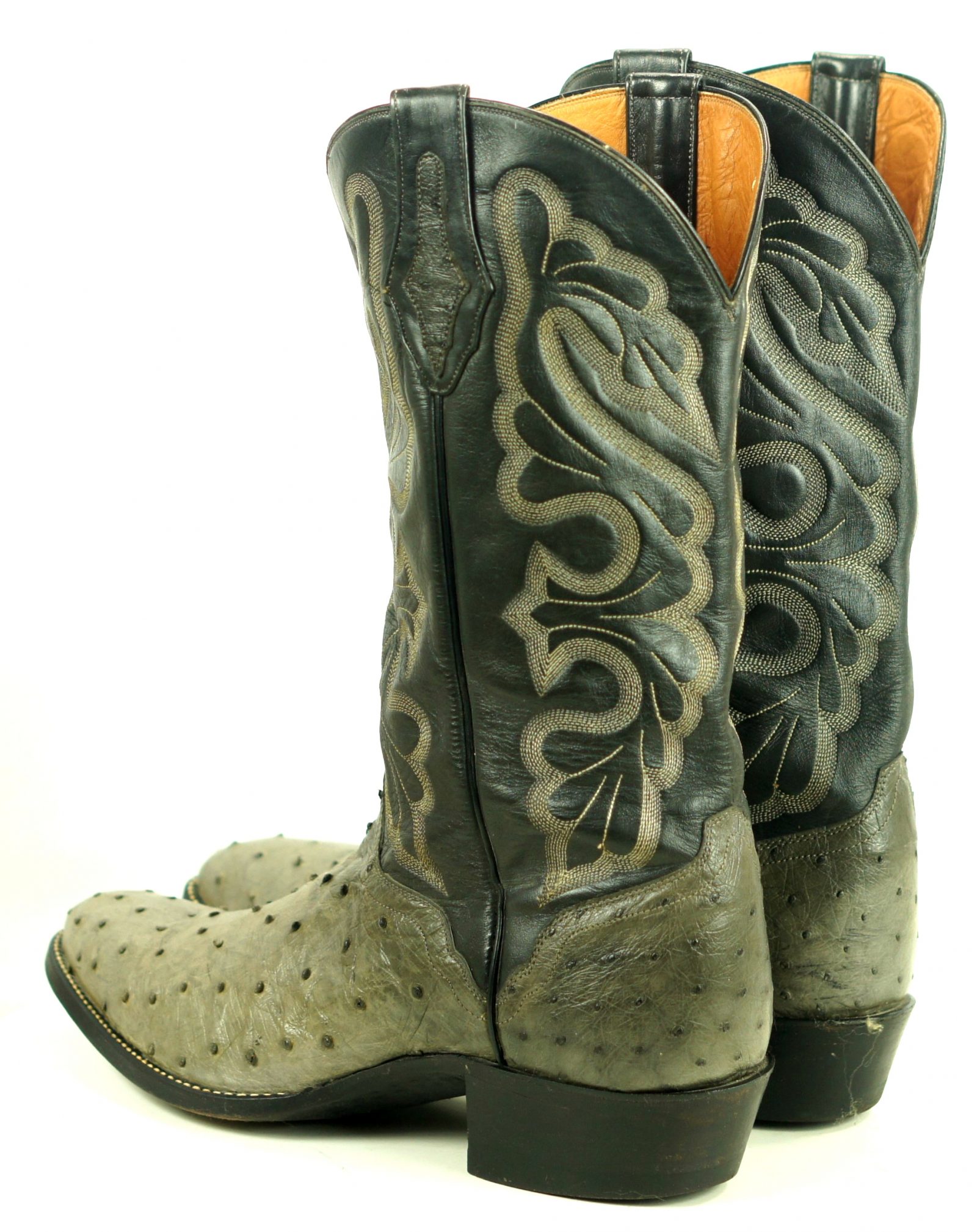 El Dorado Full Quill Ostrich Gray Western Cowboy Boots Handcrafted Men