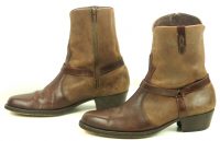 Florsheim Brown Leather Suede Biker Harness Ankle Boots Brazil Men