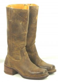 Frye 77050 Distressed Brown Leather Campus Boots US Made Cloth Pulls Women