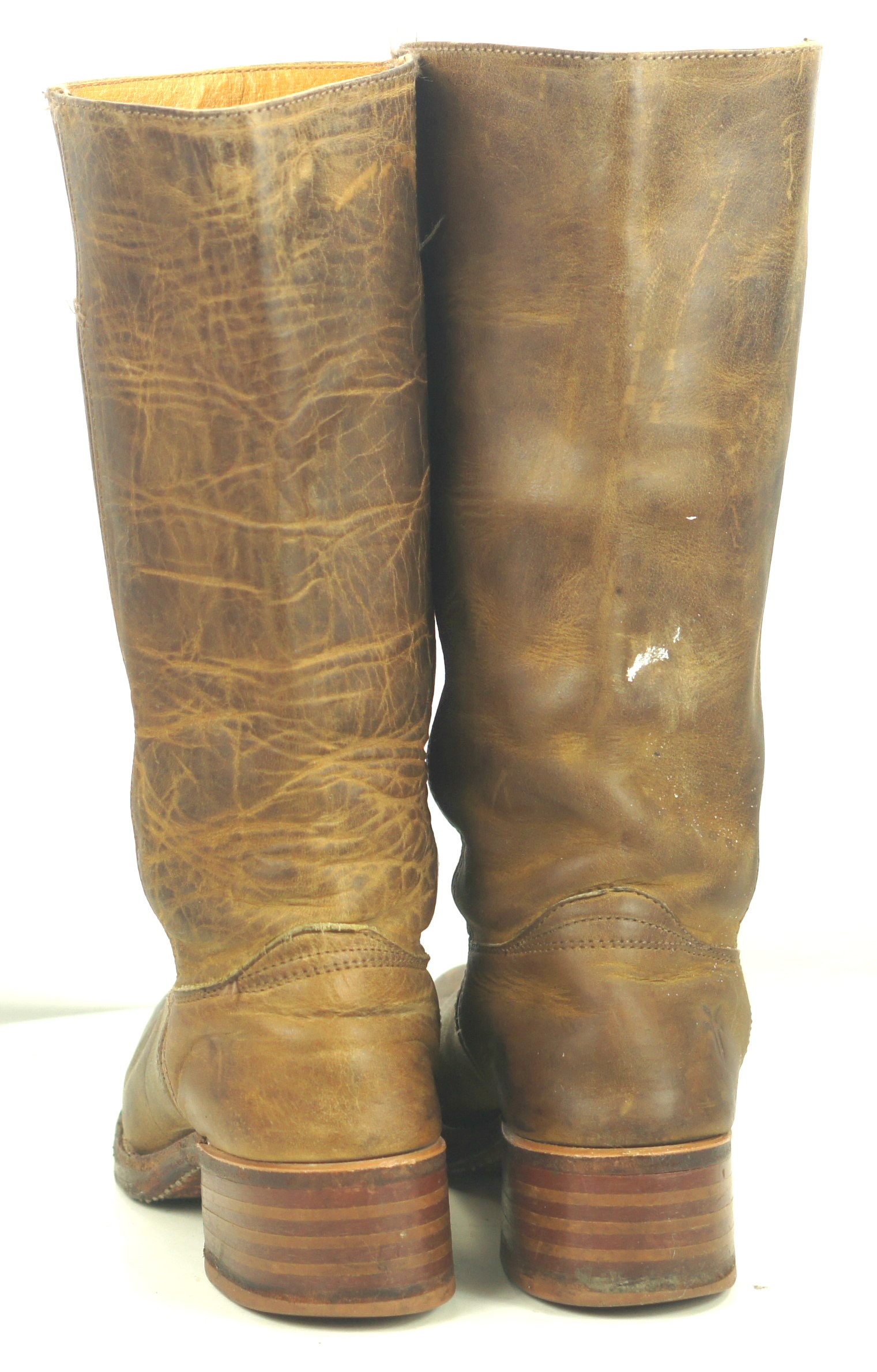 Frye 77050 Distressed Brown Leather Campus Boots US Made Cloth Pulls Women