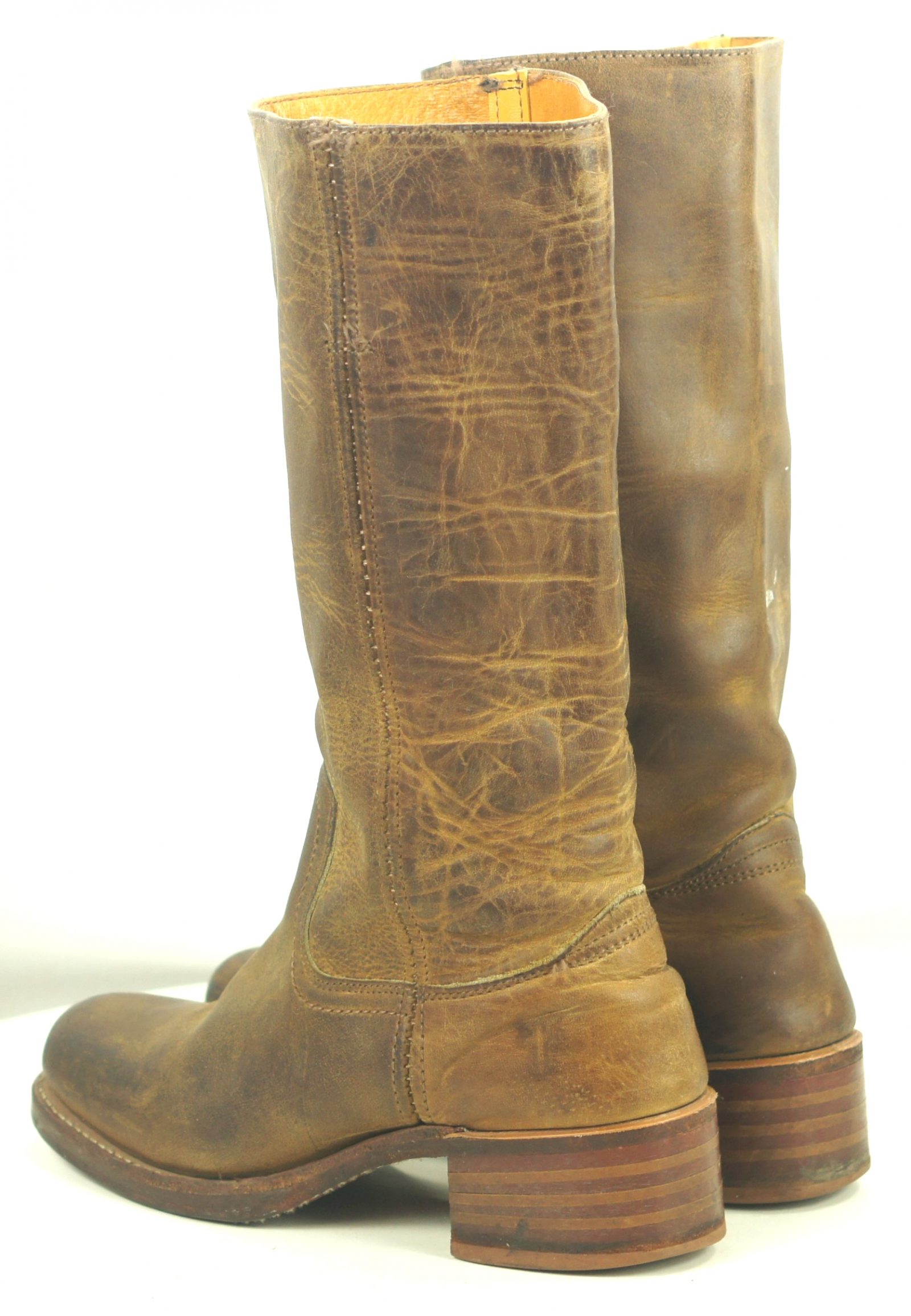 Frye 77050 Distressed Brown Leather Campus Boots US Made Cloth Pulls Women