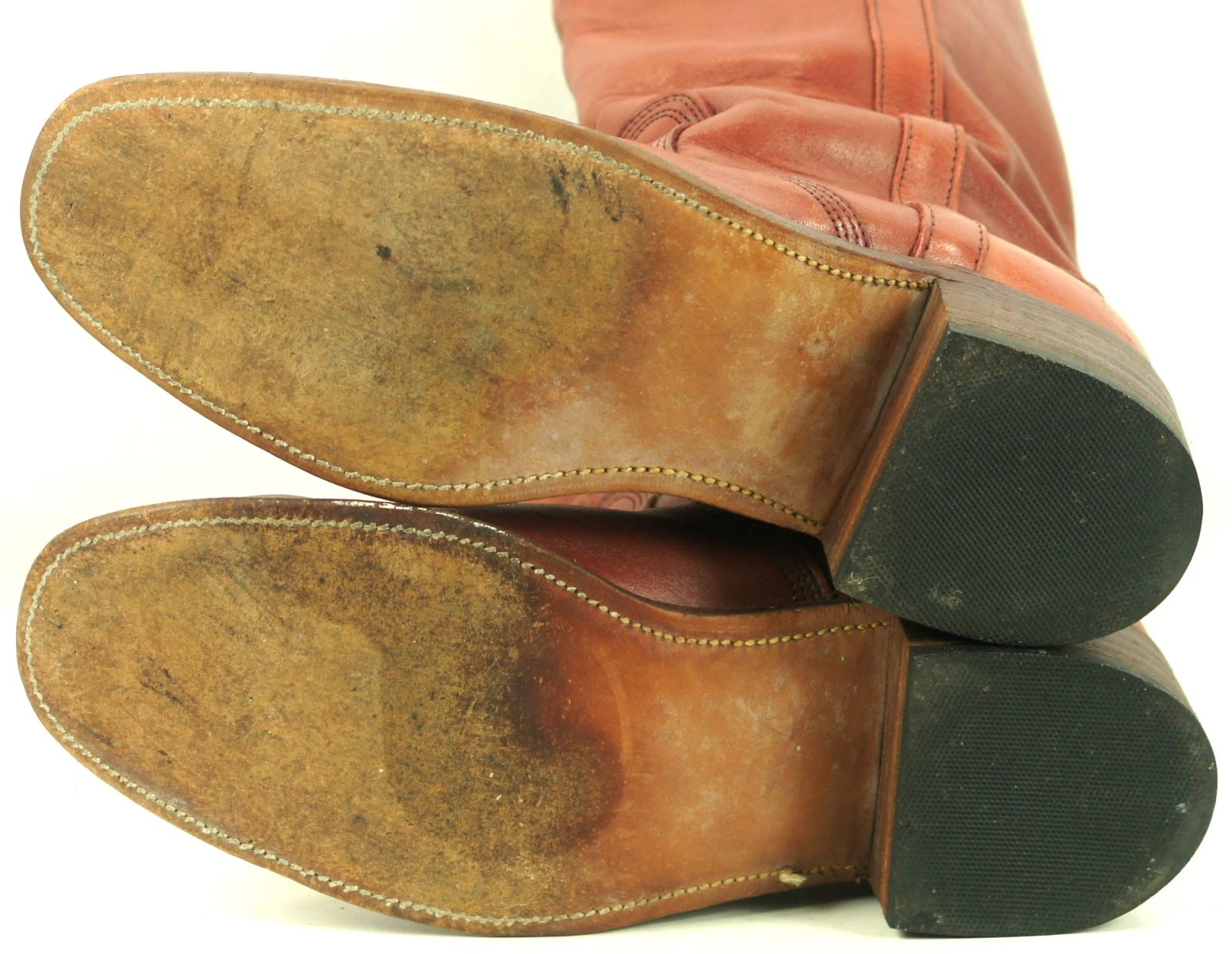 Frye Brick Leather Campus Boots Square Toe Vintage US Made Cloth Pulls Mens (10)