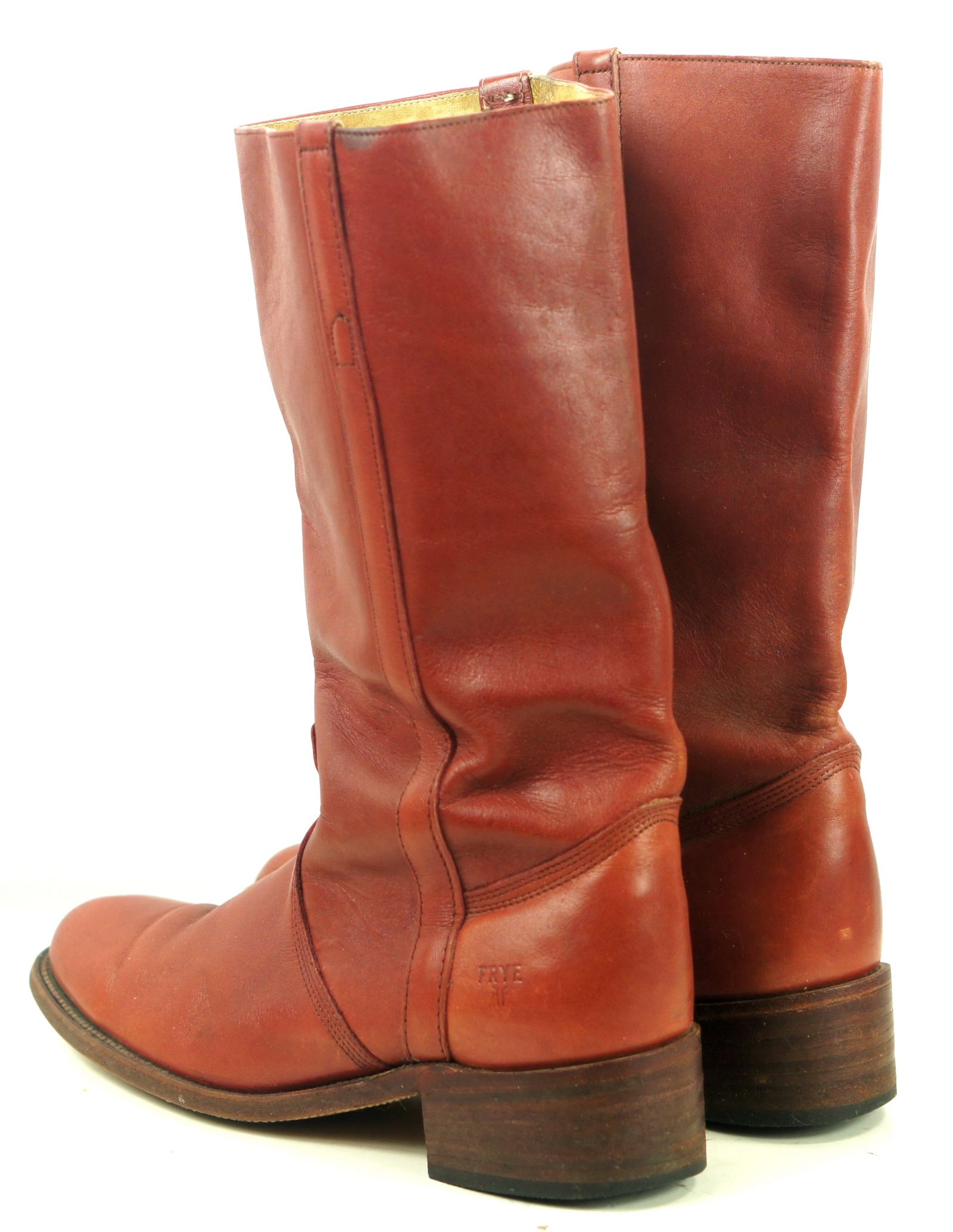 Frye Brick Leather Campus Boots Square Toe Vintage US Made Cloth Pulls Mens (7)