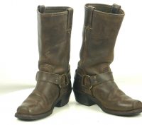 Frye Distressed Brown Leather Harness Biker Motorcycle Boots US Made Women