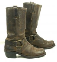 Frye Distressed Brown Leather Harness Biker Motorcycle Boots US Made Women