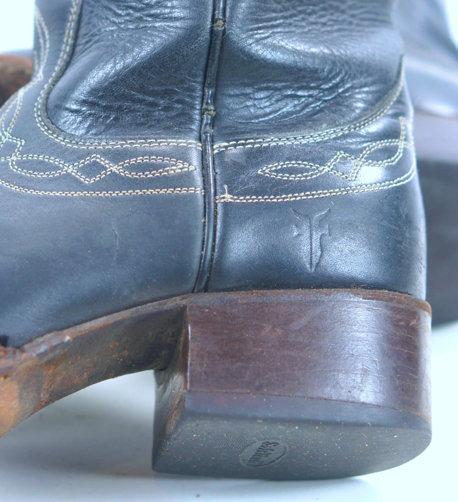 Frye Royal Blue Leather Cowboy Western Snip Toe Boots Vintage Spain Women