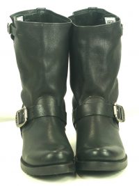 Frye Short Black Leather Harness Engineer Biker Motorcycle Boots 10-Inch Women