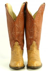 Hondo 16 Tall Top Cowboy Western Boots Caramel & Tan Leather Handmade Men