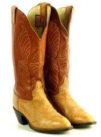 Hondo 16 Tall Top Cowboy Western Boots Caramel & Tan Leather Handmade Men