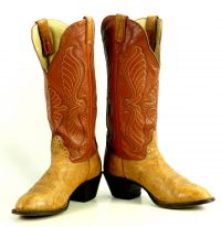 Hondo 16 Tall Top Cowboy Western Boots Caramel & Tan Leather Handmade Men