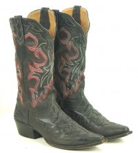 Johnny Ringo Black Leather Cowboy Boots Red Stitch Cutouts JRL002 Women