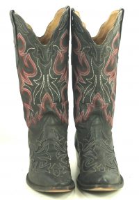Johnny Ringo Black Leather Cowboy Boots Red Stitch Cutouts JRL002 Women