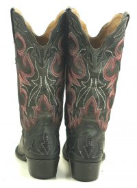 Johnny Ringo Black Leather Cowboy Boots Red Stitch Cutouts JRL002 Women