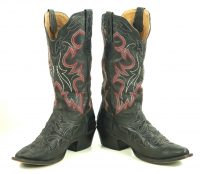 Johnny Ringo Black Leather Cowboy Boots Red Stitch Cutouts JRL002 Women