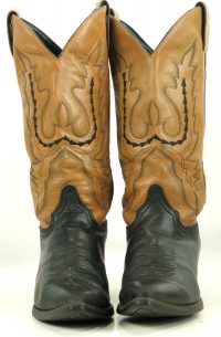 Justin Black And Brown Leather Cowboy Western Boots Stitched Arrows Women