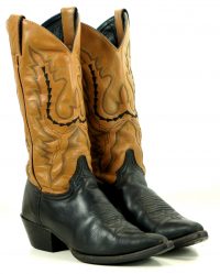 Justin Black And Brown Leather Cowboy Western Boots Stitched Arrows Women