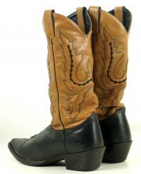 Justin Black And Brown Leather Cowboy Western Boots Stitched Arrows Women