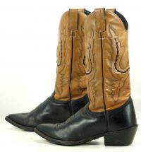 Justin Black And Brown Leather Cowboy Western Boots Stitched Arrows Women