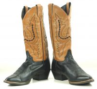 Justin Black And Brown Leather Cowboy Western Boots Stitched Arrows Women