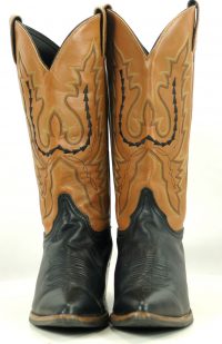 Justin Black And Brown Leather Cowboy Western Boots Stitched Arrows Women