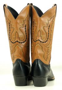 Justin Black And Brown Leather Cowboy Western Boots Stitched Arrows Women