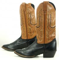 Justin Black And Brown Leather Cowboy Western Boots Stitched Arrows Women