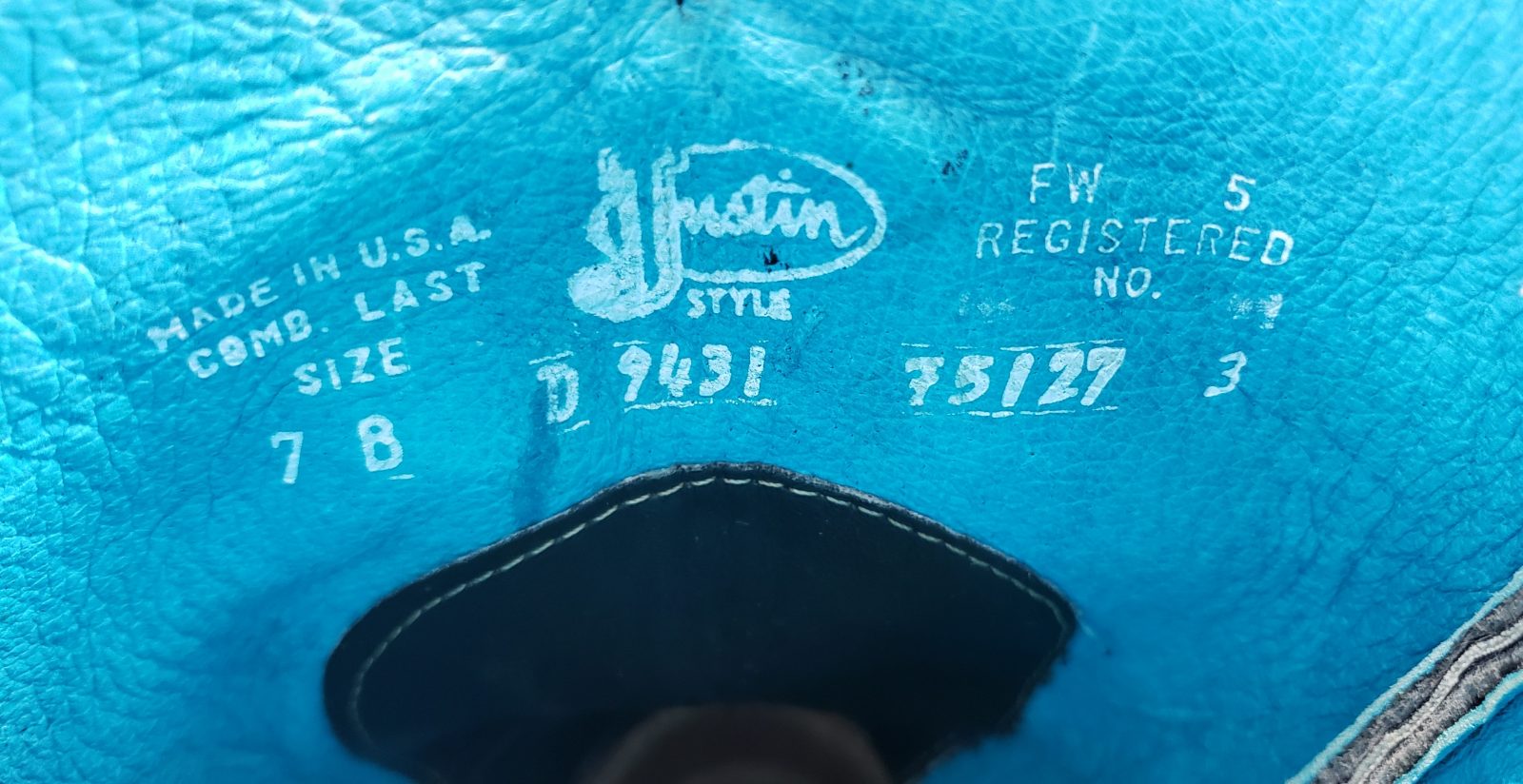 Justin Black Leather Cowboy Western Boots Tooled Purple Blue US Made Women