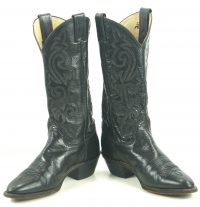 Justin Black Leather Cowboy Western Boots Vintage US Made Boho Women