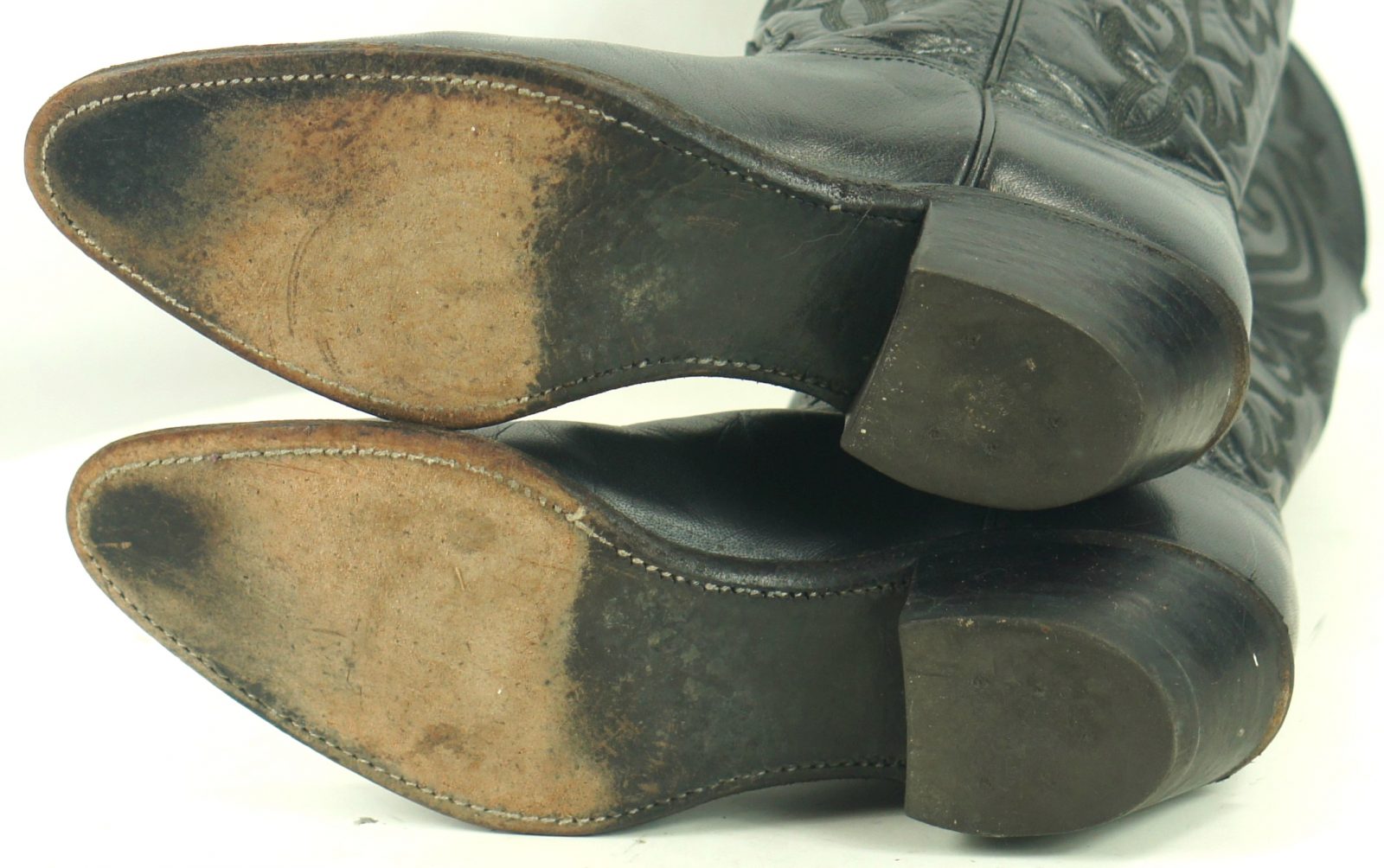 Justin Black Leather Cowboy Western Boots Vintage US Made Boho Women