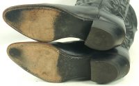 Justin Black Leather Cowboy Western Boots Vintage US Made Boho Women