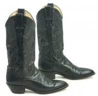 Justin Black Leather Cowboy Western Boots Vintage US Made Boho Women